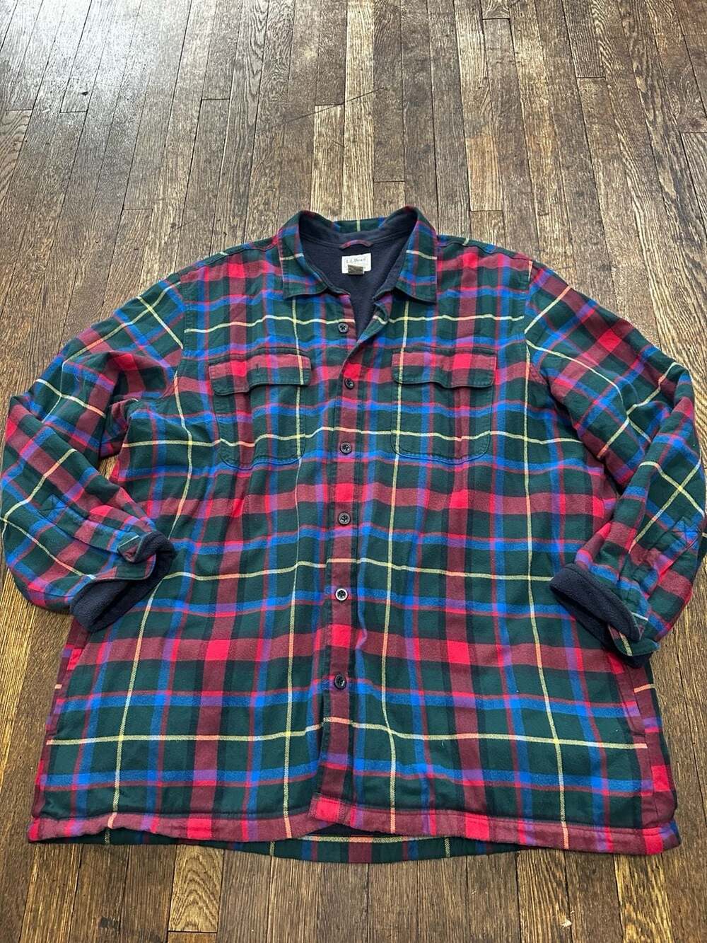 L.L.Bean Fleece-Lined Flannel Shirt Jac Plaid XXL-REG Outdoor Barn